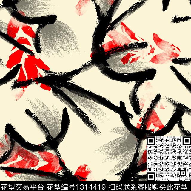 纸印花几何笔触传统印花华亿平台下载（图片编号: 1314419） - 瓦栏（Walan）