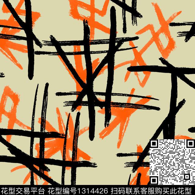 纸印花几何笔触传统印花华亿平台下载（图片编号: 1314426） - 瓦栏（Walan）