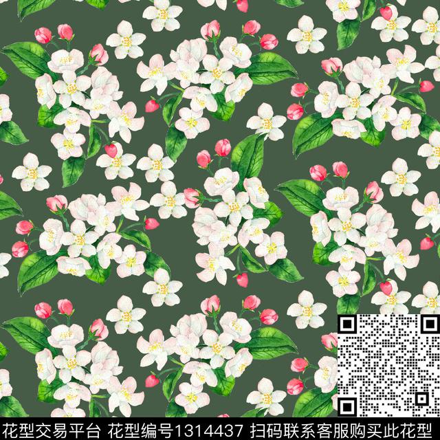 水彩花卉大牌风数码印花华亿平台下载（图片编号: 1314437） - 瓦栏（Walan）