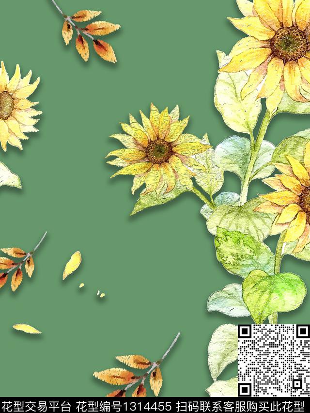 肌理线条花卉数码印花华亿平台下载（图片编号: 1314455） - 瓦栏（Walan）