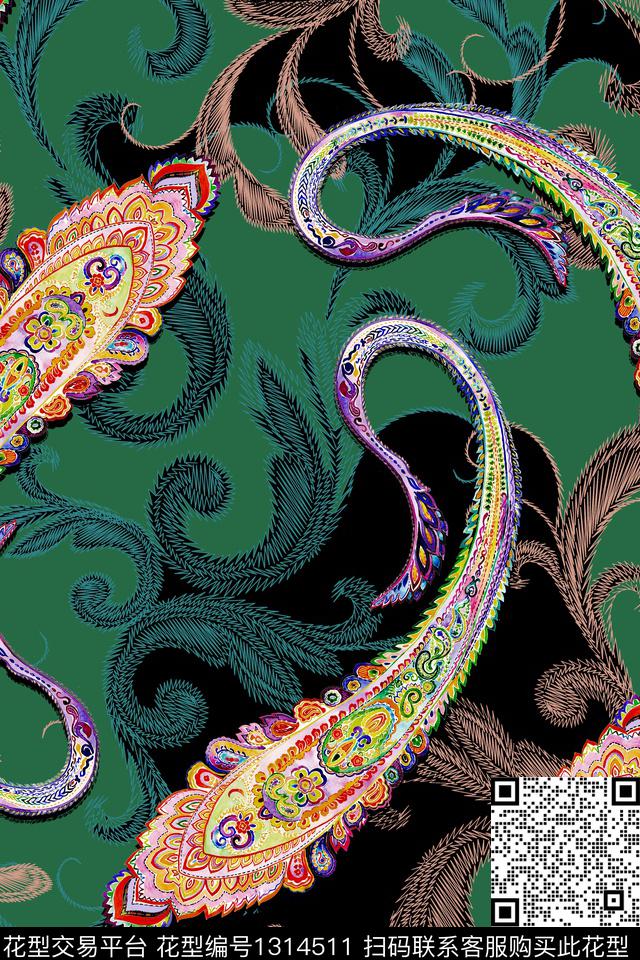 佩斯利炫彩都市美人数码印花华亿平台下载（图片编号: 1314511） - 瓦栏（Walan）