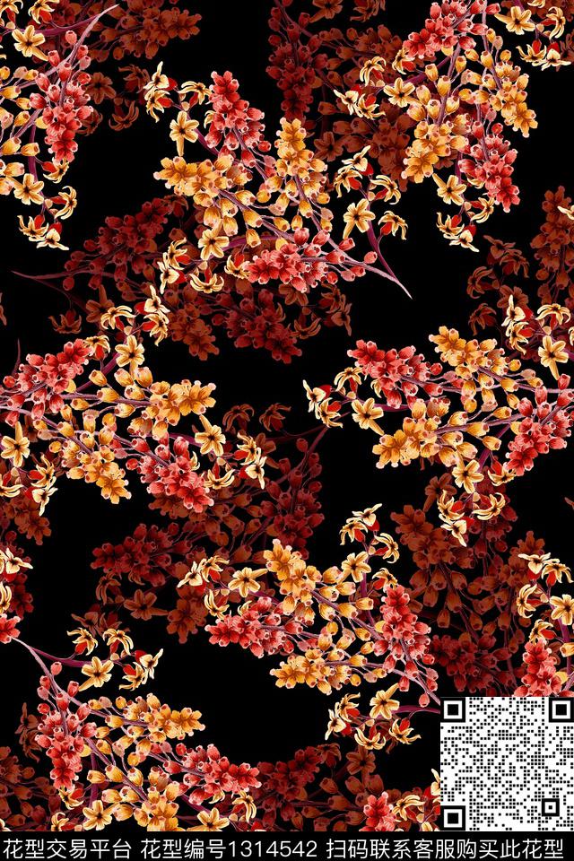 绿植树叶花卉大牌风数码印花华亿平台下载（图片编号: 1314542） - 瓦栏（Walan）