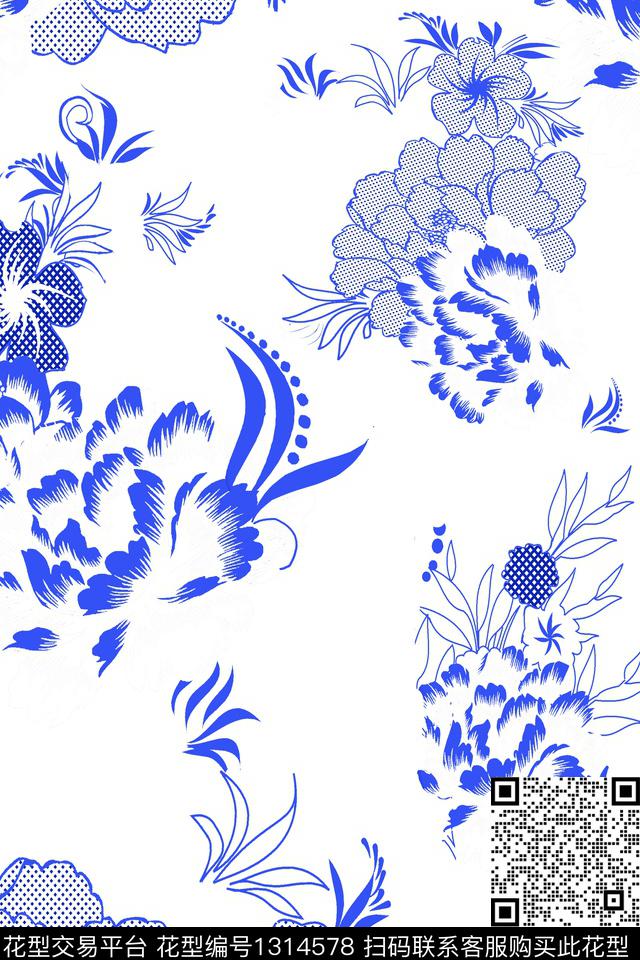 青花瓷旗袍中国风传统印花华亿平台下载（图片编号: 1314578） - 瓦栏（Walan）