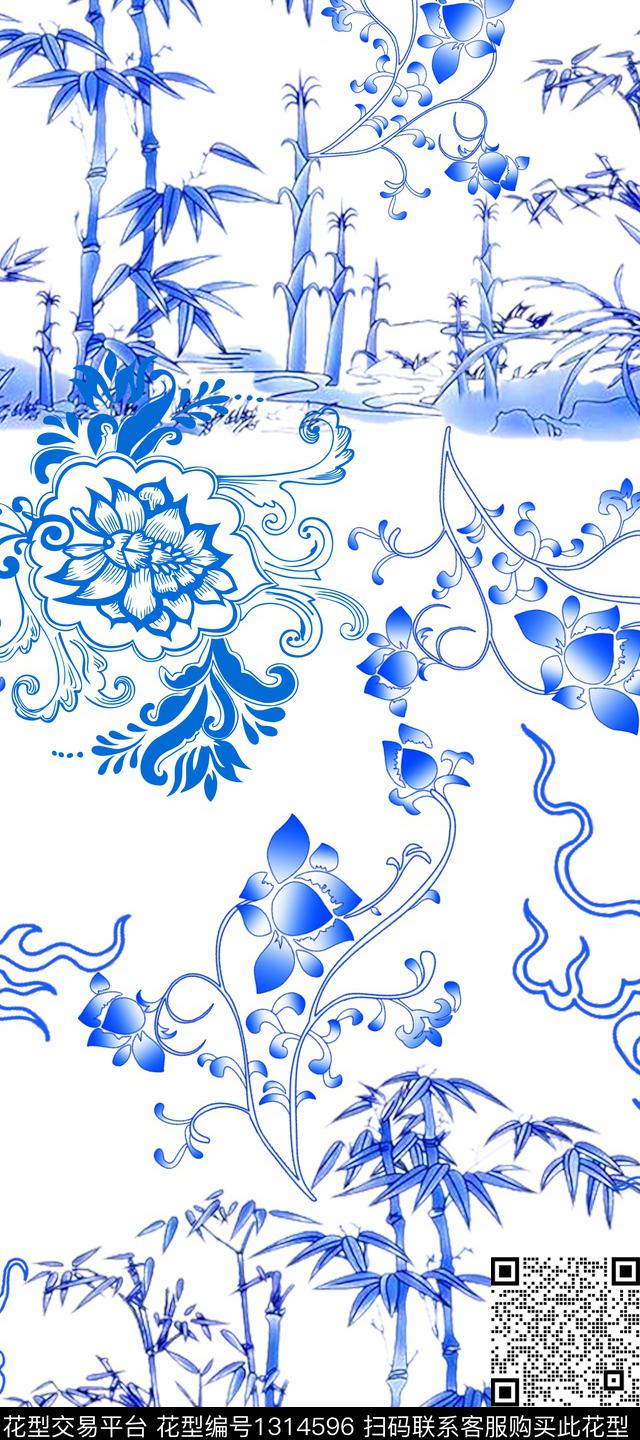 青花瓷旗袍中国风传统印花华亿平台下载（图片编号: 1314596） - 瓦栏（Walan）