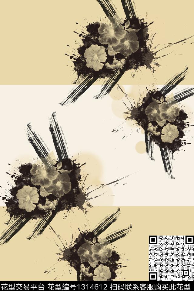连衣裙数码华亿平台水彩花卉数码印花华亿平台下载（图片编号: 1314612） - 瓦栏（Walan）