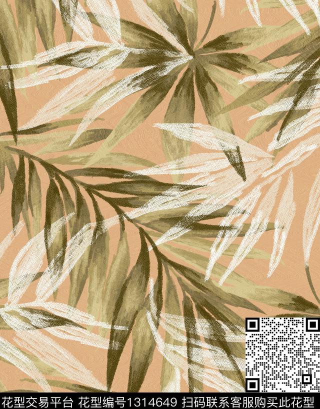 纸印花绿植树叶水墨风数码印花华亿平台下载（图片编号: 1314649） - 瓦栏（Walan）