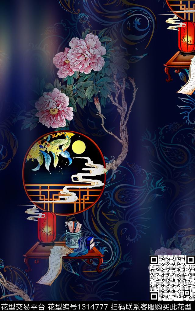 中国风旗袍真丝印花大牌民族风渐变纹理印花香云纱复古印花数码印花华亿平台下载（图片编号: 1314777） - 瓦栏（Walan）