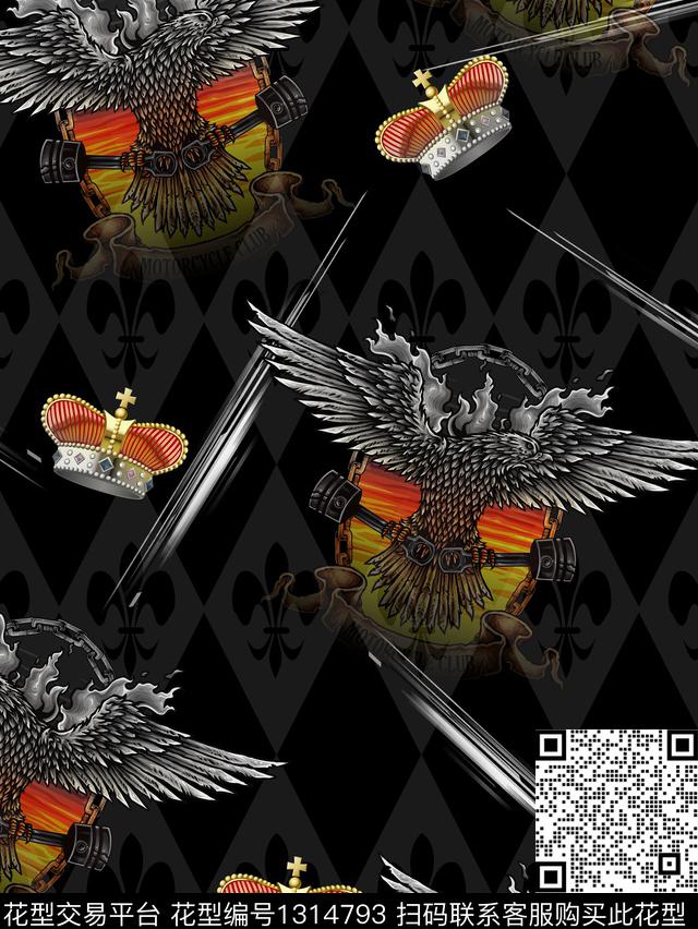 动物老鹰数码印花华亿平台下载（图片编号: 1314793） - 瓦栏（Walan）