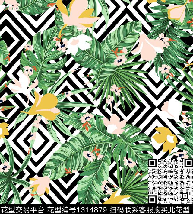 线条条格热带华亿平台传统印花华亿平台下载（图片编号: 1314879） - 瓦栏（Walan）