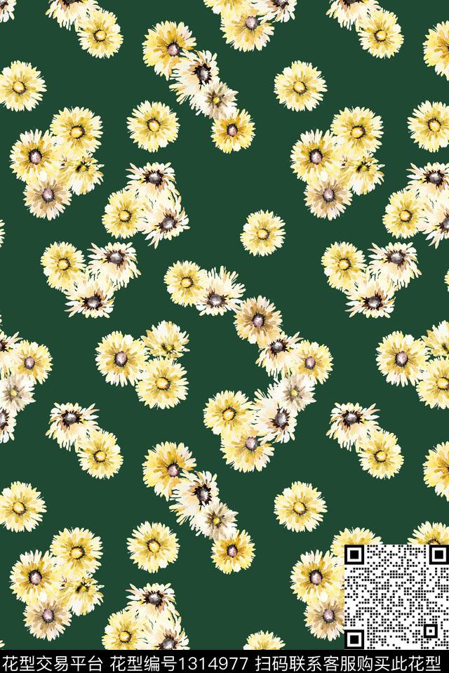 小雏菊小清新小碎花数码印花华亿平台下载（图片编号: 1314977） - 瓦栏（Walan）