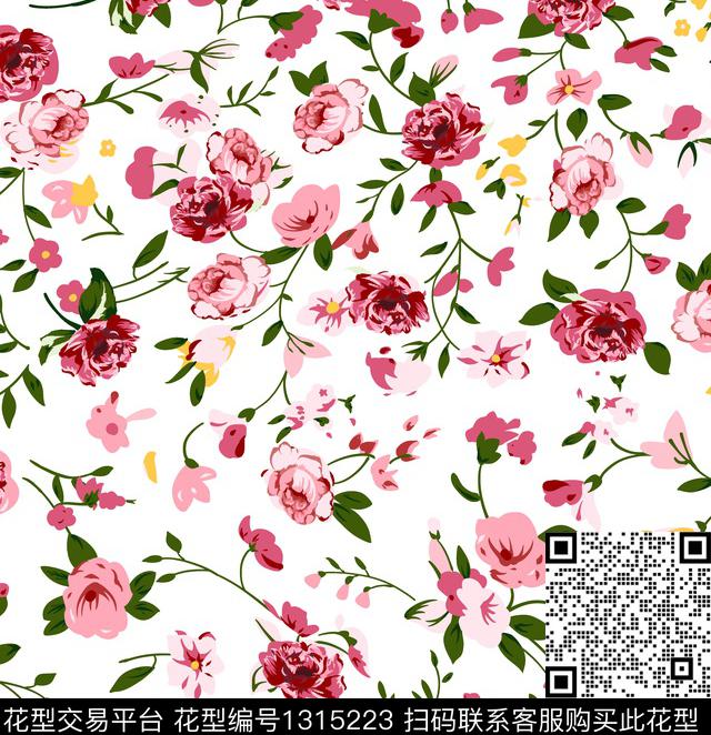 花卉大牌风小碎花传统印花华亿平台下载（图片编号: 1315223） - 瓦栏（Walan）