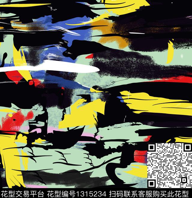 几何油画华亿平台抽象女装数码印花华亿平台下载（图片编号: 1315234） - 瓦栏（Walan）