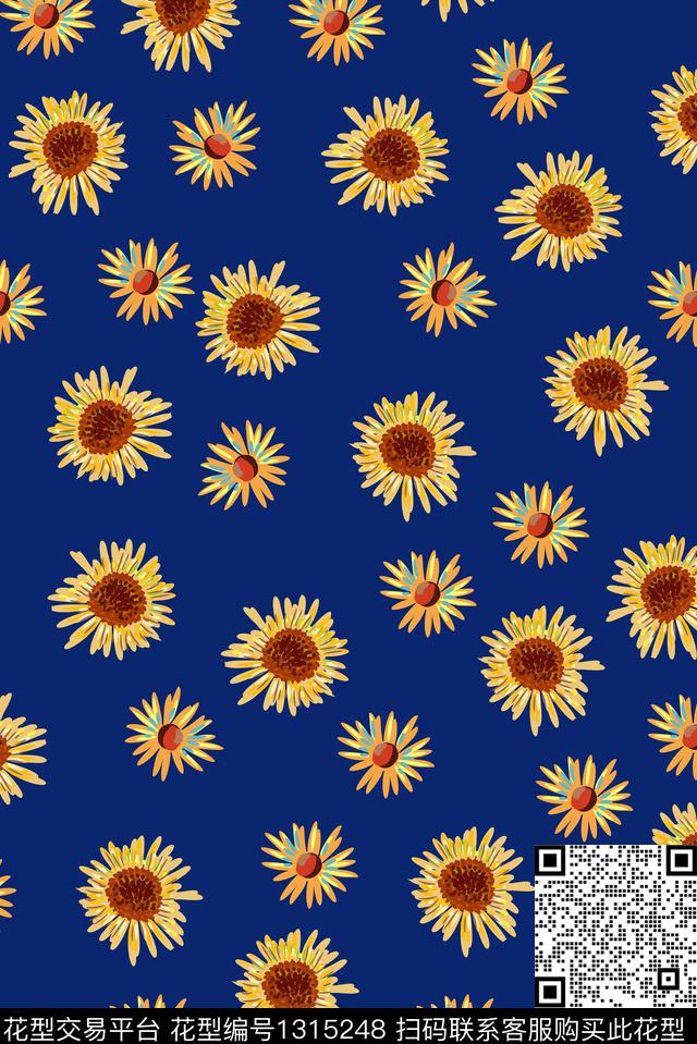 花卉年轻女性小雏菊数码印花华亿平台下载（图片编号: 1315248） - 瓦栏（Walan）