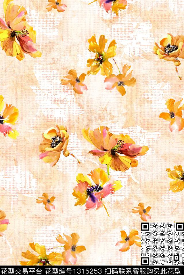 大牌风小清新罂粟花数码印花华亿平台下载（图片编号: 1315253） - 瓦栏（Walan）