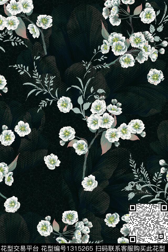 彩底花卉黑底花卉数码华亿平台数码印花华亿平台下载（图片编号: 1315265） - 瓦栏（Walan）