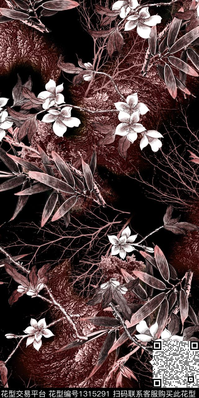 植物雕印华亿平台抽象数码印花华亿平台下载（图片编号: 1315291） - 瓦栏（Walan）