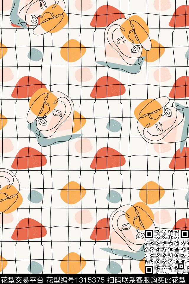 字母卡通人物几何数码印花华亿平台下载（图片编号: 1315375） - 瓦栏（Walan）