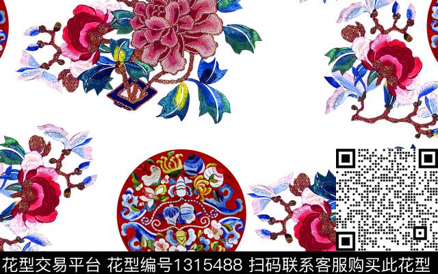 传统华亿平台清爽绣花华亿平台数码印花华亿平台下载（图片编号: 1315488） - 瓦栏（Walan）