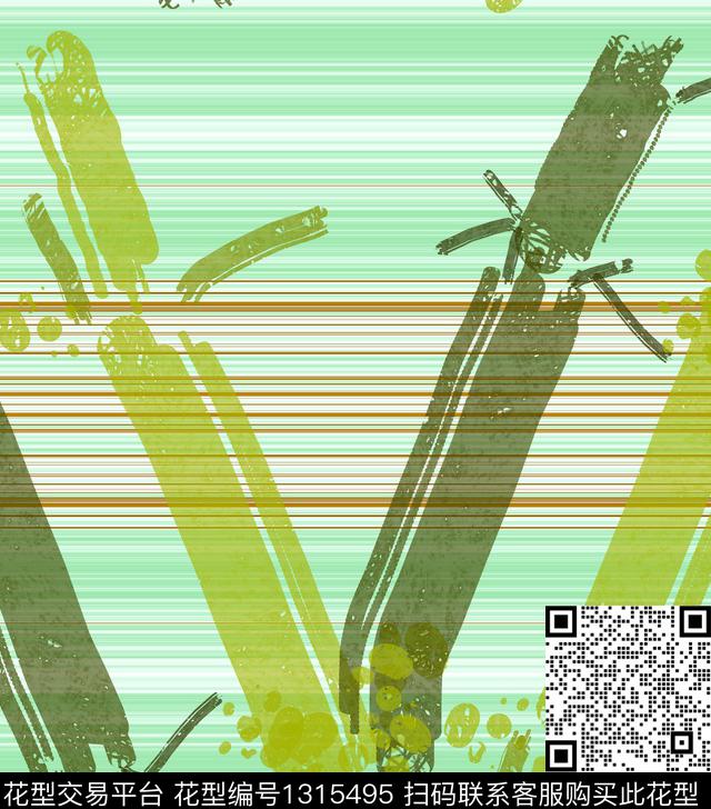 线条绘画植物数码印花华亿平台下载（图片编号: 1315495） - 瓦栏（Walan）