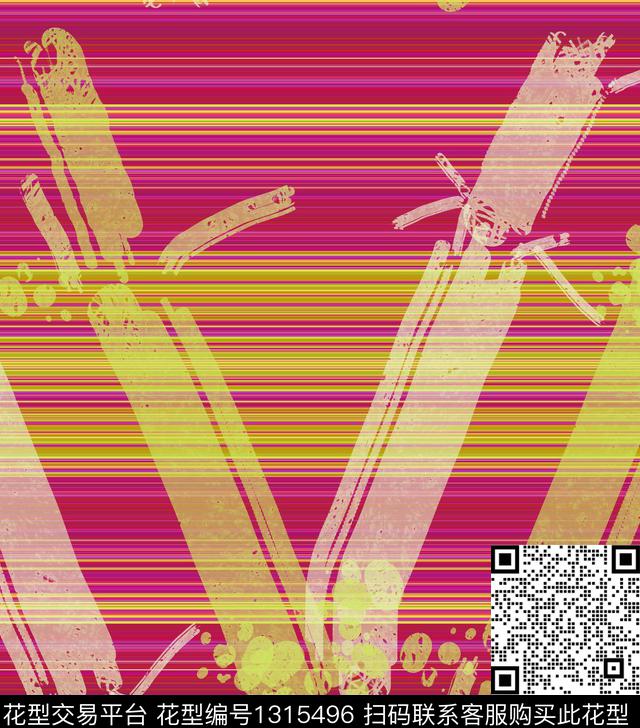 线条绘画抽象数码印花华亿平台下载（图片编号: 1315496） - 瓦栏（Walan）