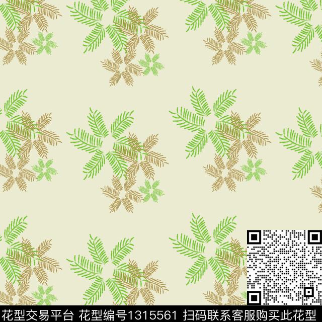 分形绿植树叶混合拼接传统印花华亿平台下载（图片编号: 1315561） - 瓦栏（Walan）