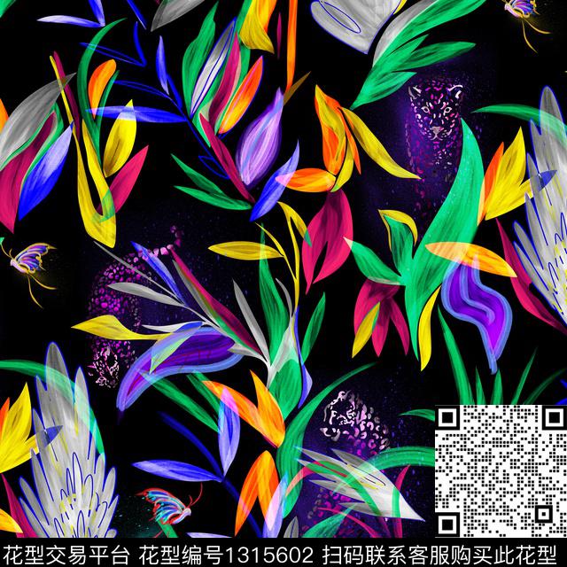 花卉大牌风热带华亿平台数码印花华亿平台下载（图片编号: 1315602） - 瓦栏（Walan）