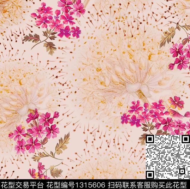 趋势华亿平台花卉抽象数码印花华亿平台下载（图片编号: 1315606） - 瓦栏（Walan）