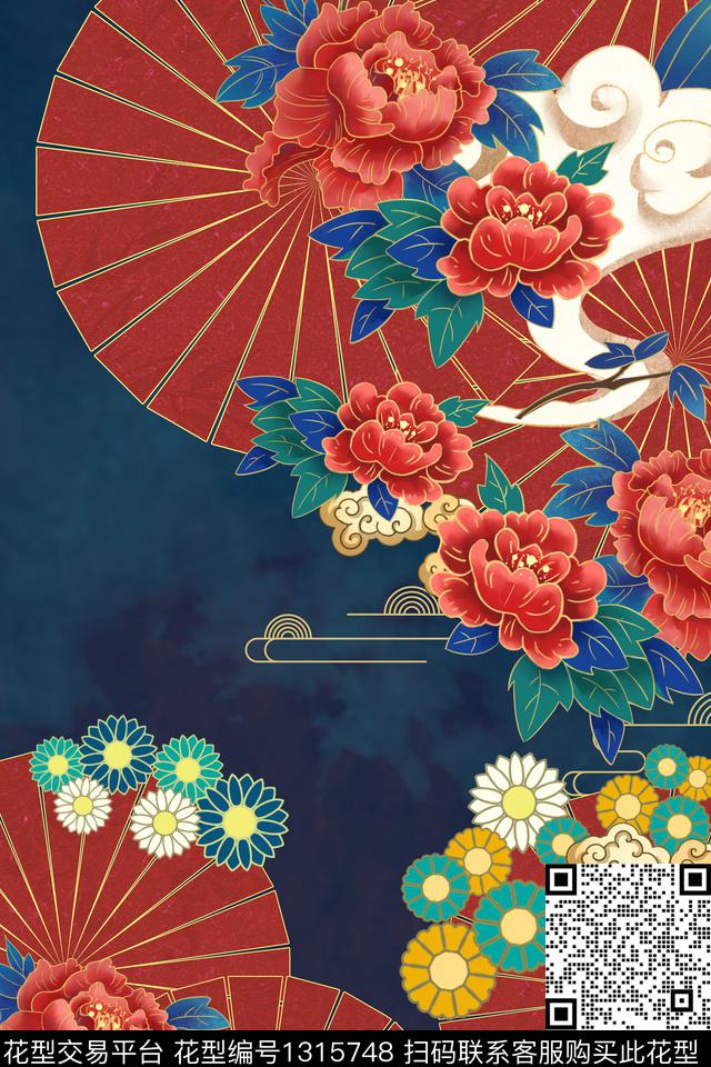民族花卉牡丹中国风数码印花华亿平台下载（图片编号: 1315748） - 瓦栏（Walan）