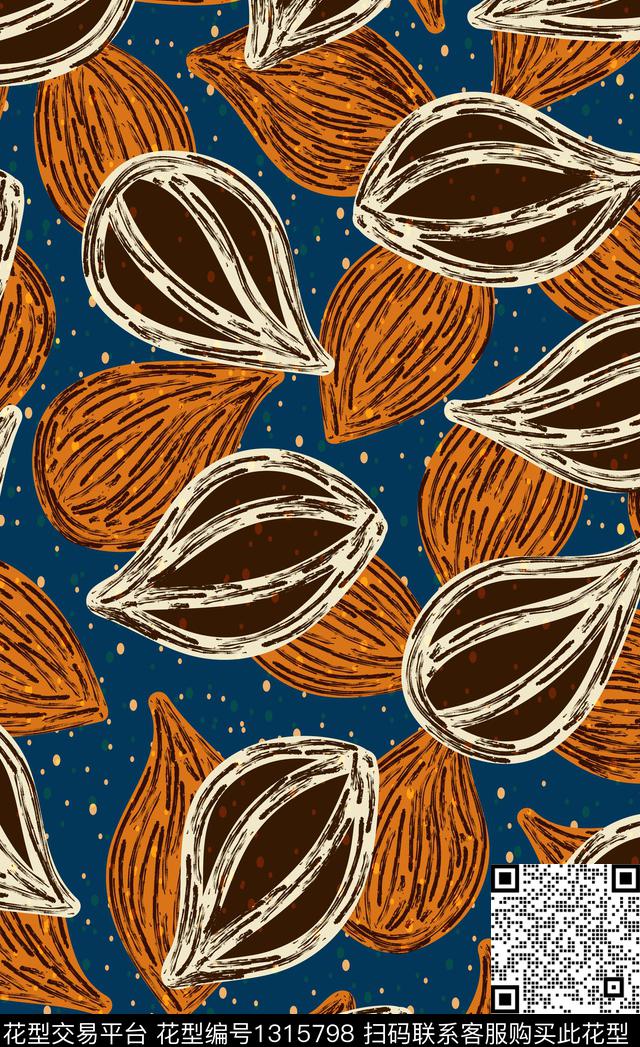 复古植物趣味数码印花华亿平台下载（图片编号: 1315798） - 瓦栏（Walan）