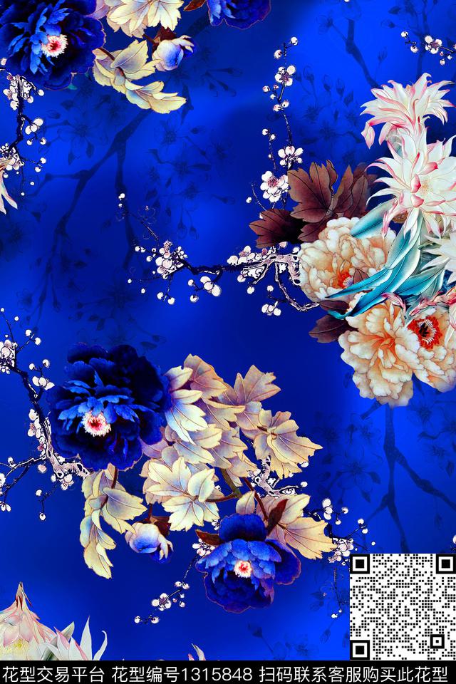 香云纱中国风真丝数码印花华亿平台下载（图片编号: 1315848） - 瓦栏（Walan）