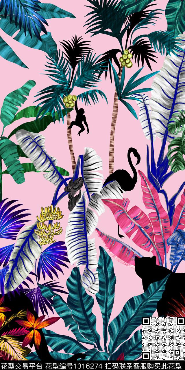 连衣裙大牌风热带华亿平台数码印花华亿平台下载（图片编号: 1316274） - 瓦栏（Walan）