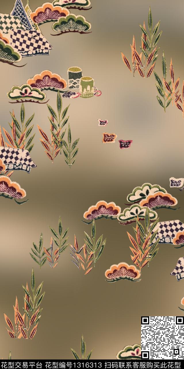 几何配饰1/2接数码印花华亿平台下载（图片编号: 1316313） - 瓦栏（Walan）