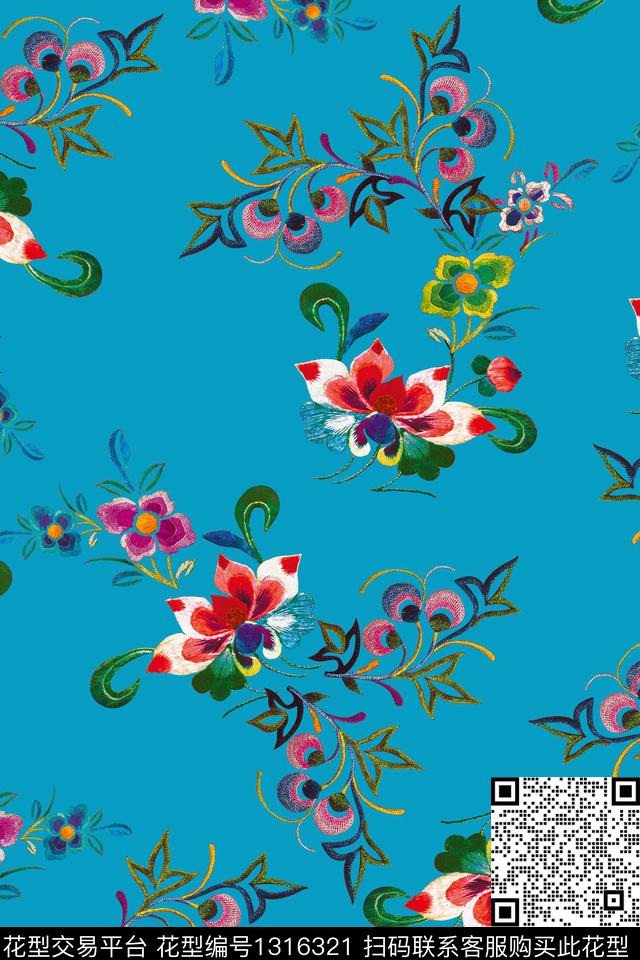 动物花卉几何绣花华亿平台数码印花华亿平台下载（图片编号: 1316321） - 瓦栏（Walan）