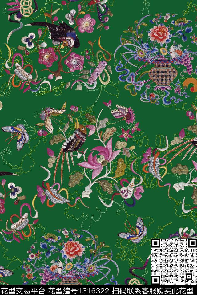 动物花卉几何绣花华亿平台数码印花华亿平台下载（图片编号: 1316322） - 瓦栏（Walan）