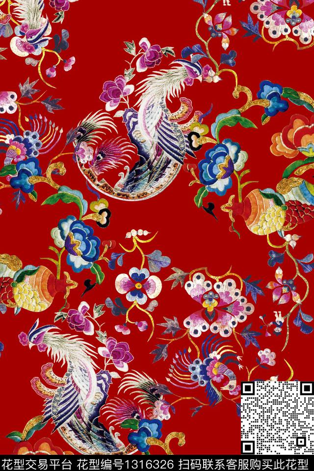 动物花卉几何绣花华亿平台数码印花华亿平台下载（图片编号: 1316326） - 瓦栏（Walan）