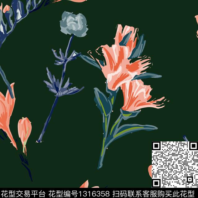 满版散花大牌风素雅数码印花华亿平台下载（图片编号: 1316358） - 瓦栏（Walan）