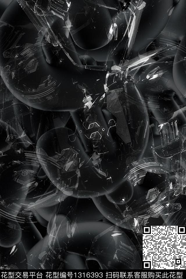 大牌男装科技未来酷黑时尚数码印花华亿平台下载（图片编号: 1316393） - 瓦栏（Walan）