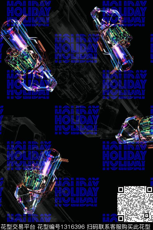 大牌男装科技未来酷黑时尚数码印花华亿平台下载（图片编号: 1316396） - 瓦栏（Walan）