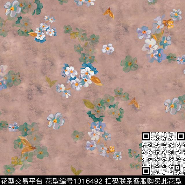 彩底花卉水彩数码华亿平台数码印花华亿平台下载（图片编号: 1316492） - 瓦栏（Walan）