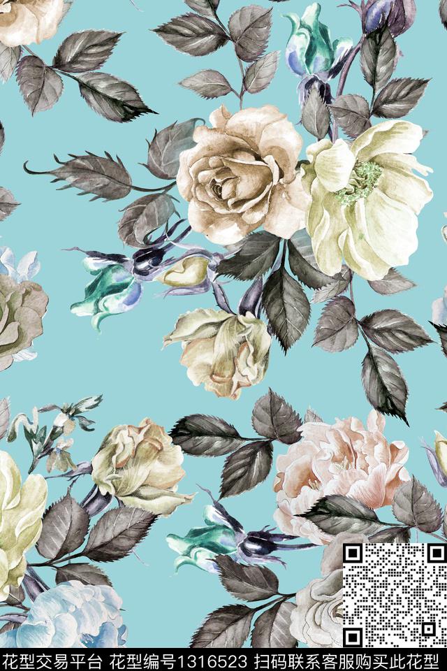 泳装华亿平台花卉满版散花数码印花华亿平台下载（图片编号: 1316523） - 瓦栏（Walan）