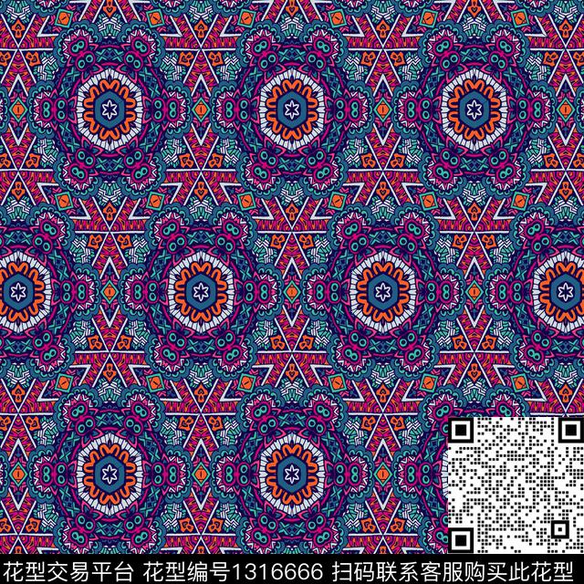 几何花卉菱形圆形数码印花华亿平台下载（图片编号: 1316666） - 瓦栏（Walan）