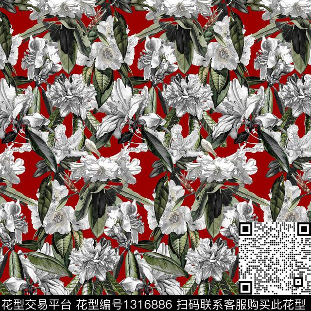 连衣裙大牌风手绘数码印花华亿平台下载（图片编号: 1316886） - 瓦栏（Walan）