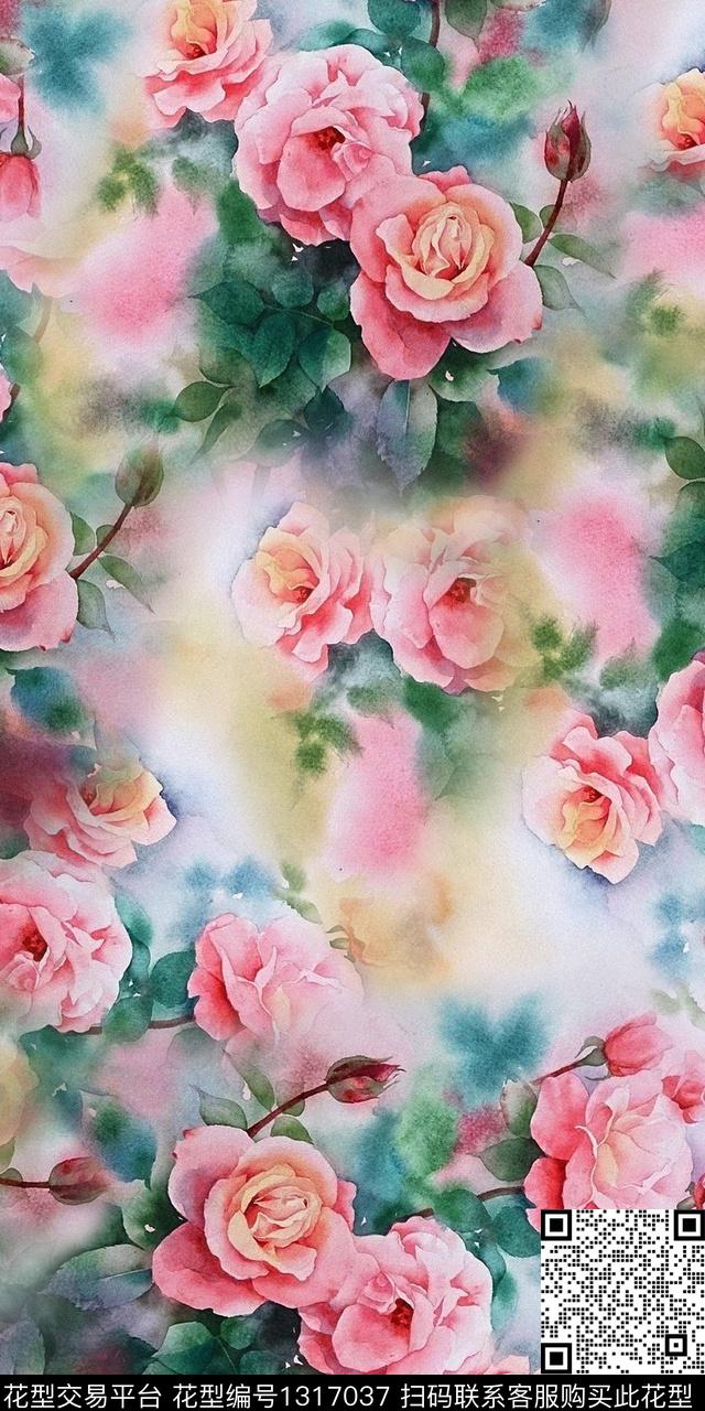 花卉绿植树叶数码印花华亿平台下载（图片编号: 1317037） - 瓦栏（Walan）