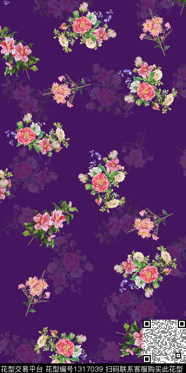 花卉绿植树叶数码印花华亿平台下载（图片编号: 1317039） - 瓦栏（Walan）
