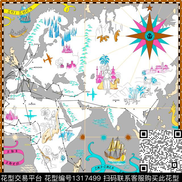 连衣裙大牌风手绘数码印花华亿平台下载（图片编号: 1317499） - 瓦栏（Walan）