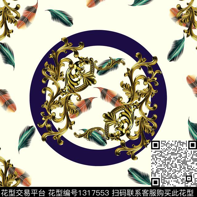 羽毛小方巾欧洲数码印花华亿平台下载（图片编号: 1317553） - 瓦栏（Walan）