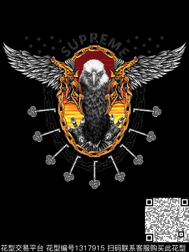 胸前独幅欧式定位花男装数码印花华亿平台下载（图片编号: 1317915） - 瓦栏（Walan）