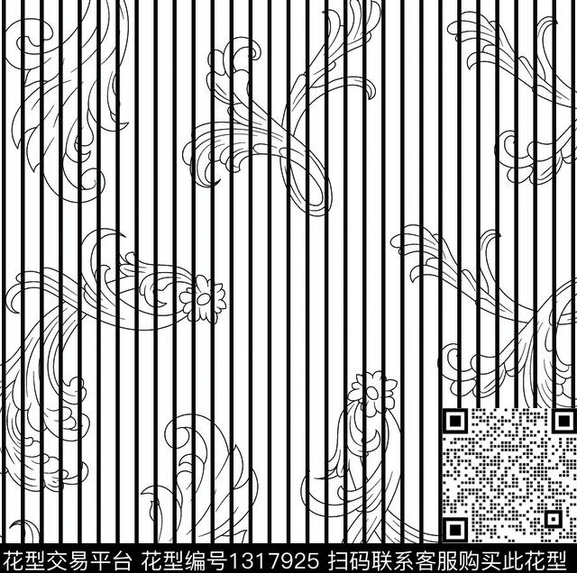 几何树枝大牌风传统印花华亿平台下载（图片编号: 1317925） - 瓦栏（Walan）