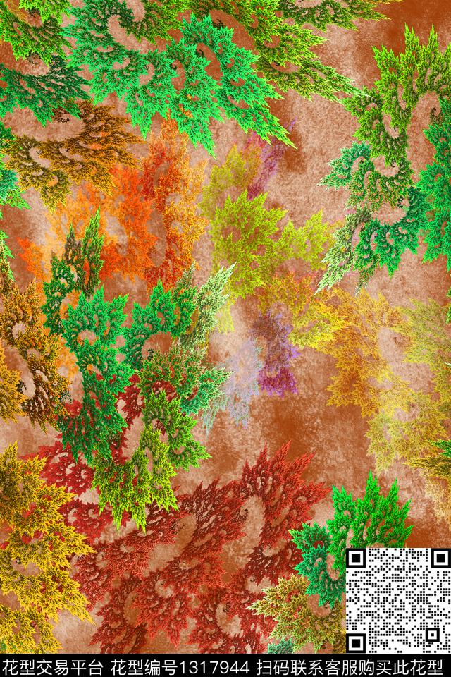 数码华亿平台抽象花卉炫彩数码印花华亿平台下载（图片编号: 1317944） - 瓦栏（Walan）