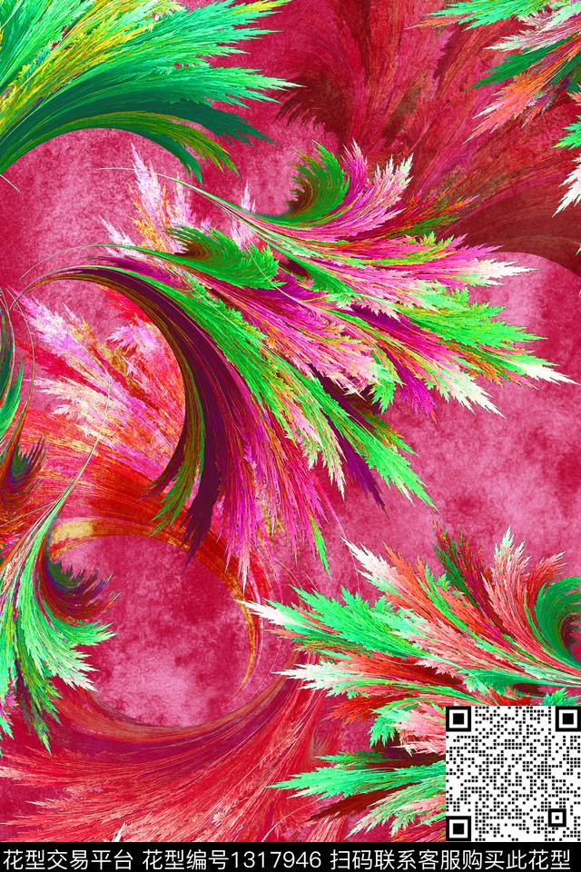 数码华亿平台抽象花卉春夏华亿平台数码印花华亿平台下载（图片编号: 1317946） - 瓦栏（Walan）